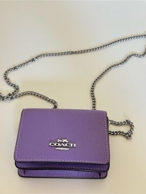 Purple Coach Cardholder with Chain